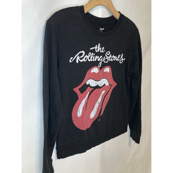 Rolling Stones Crewneck Sweatshirt Womens Small Black Tongue Music Casual - Picture 2 of 4